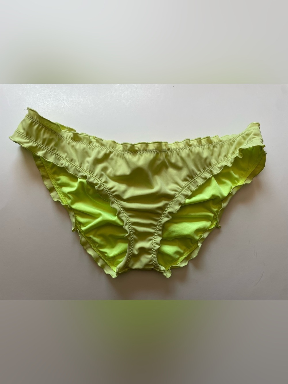 Victorias Secret The Ruffle Cheeky Neon Yellow Bikini Swim Bottoms Size Medium